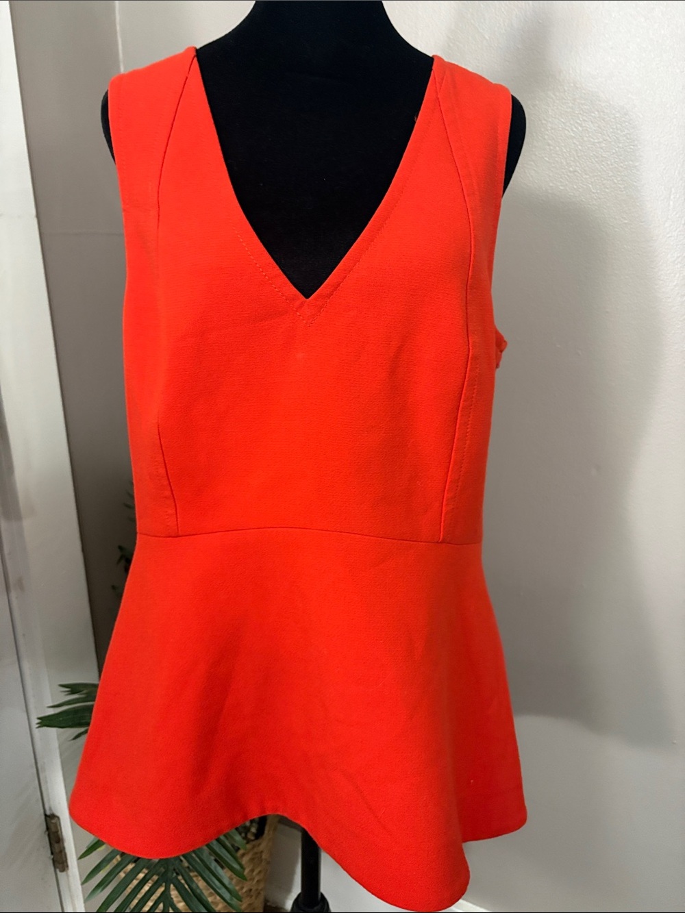 leifsdottir Anthropologie red-orange Hara peplum top women’s size 12